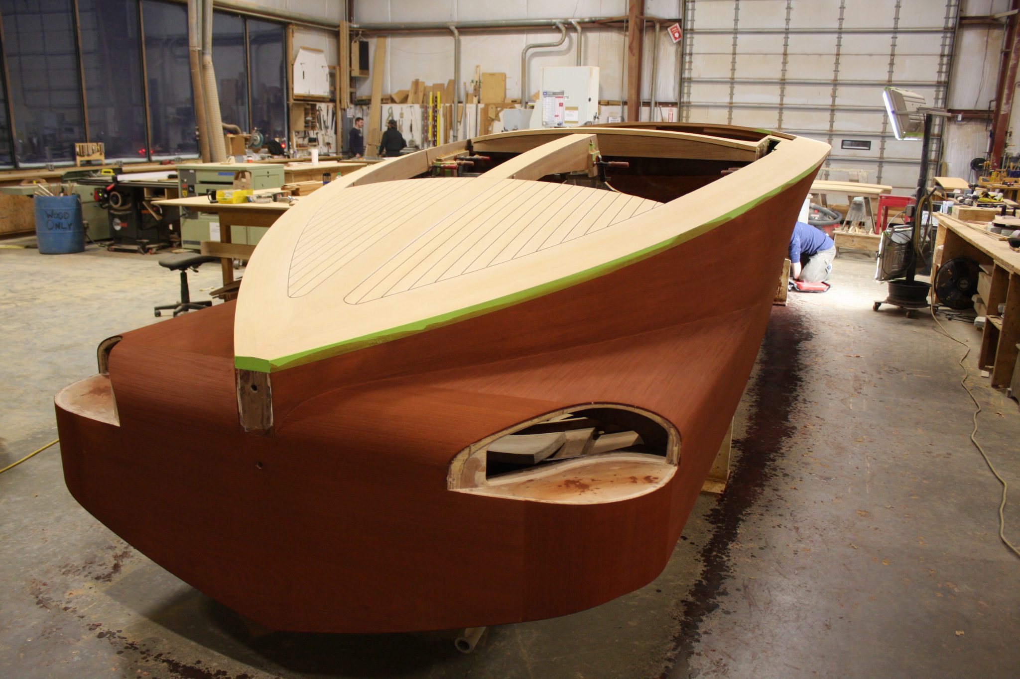 Varnish applied to hull